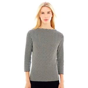 JOE FRESH BLACK/WHITE CHEVRON PRINT SWEATER